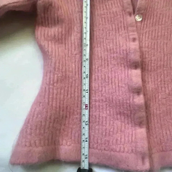 Katherine Kelly Angora Button Front Cardigan Sweater pink girls Large soft warm - Picture 6 of 7